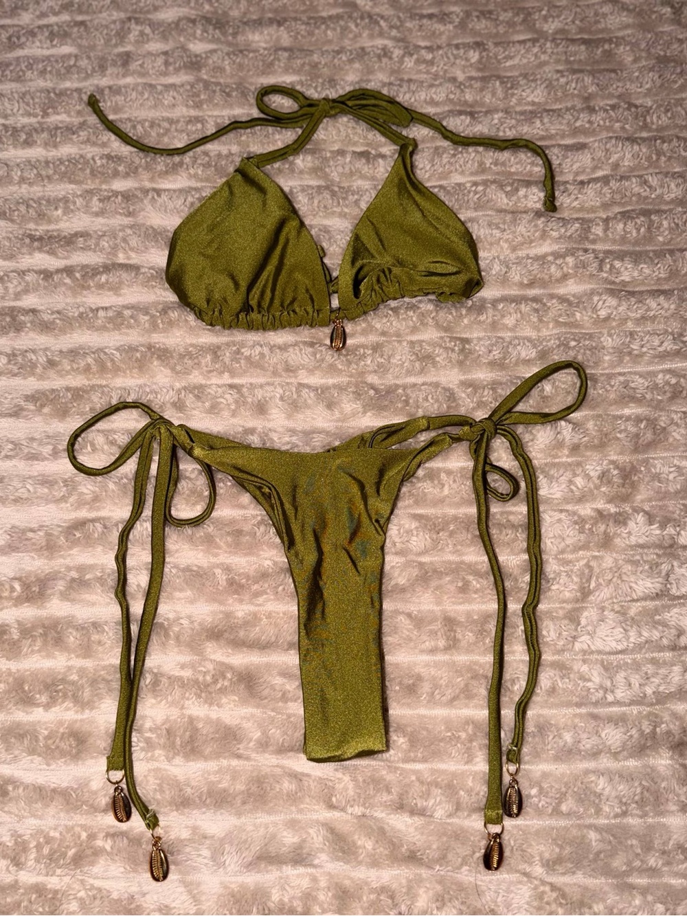 Olive Green Tie-Side Bikini Set - Women Swim